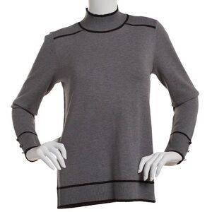Retrology Women’s Mock Neck Sweater with Piping